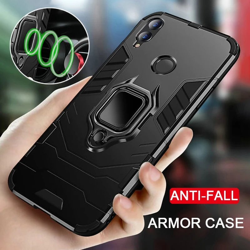 

Armored Shockproof PC Case For Huawei Honor 9x 8x 8A 8S 7A 7C 7S Nova 5i 5 4 3 3i Y6 Y7 Pro Y9 Prime 2019 cover With Holder Ring