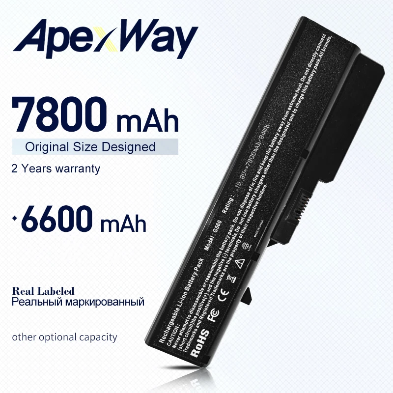Bateria de Laptop 11.1v Integrada para Lenovo Ideapad Z570 G560 G780 B570e Z570 Z565 Z560 Z460 V470 V360 57y6454 57y6455 7800mah
