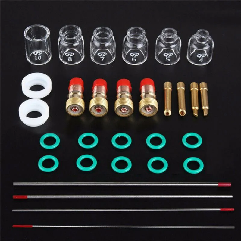 package 30pcs TIG сварочный фонарь короткие газа объектив термостойкие Стекло Набор чашек для WP-17/18/26 2,4 мм 3/3" O-образных уплотнительных кольца полуавтоматической сварки - Цвет: package 30pcs