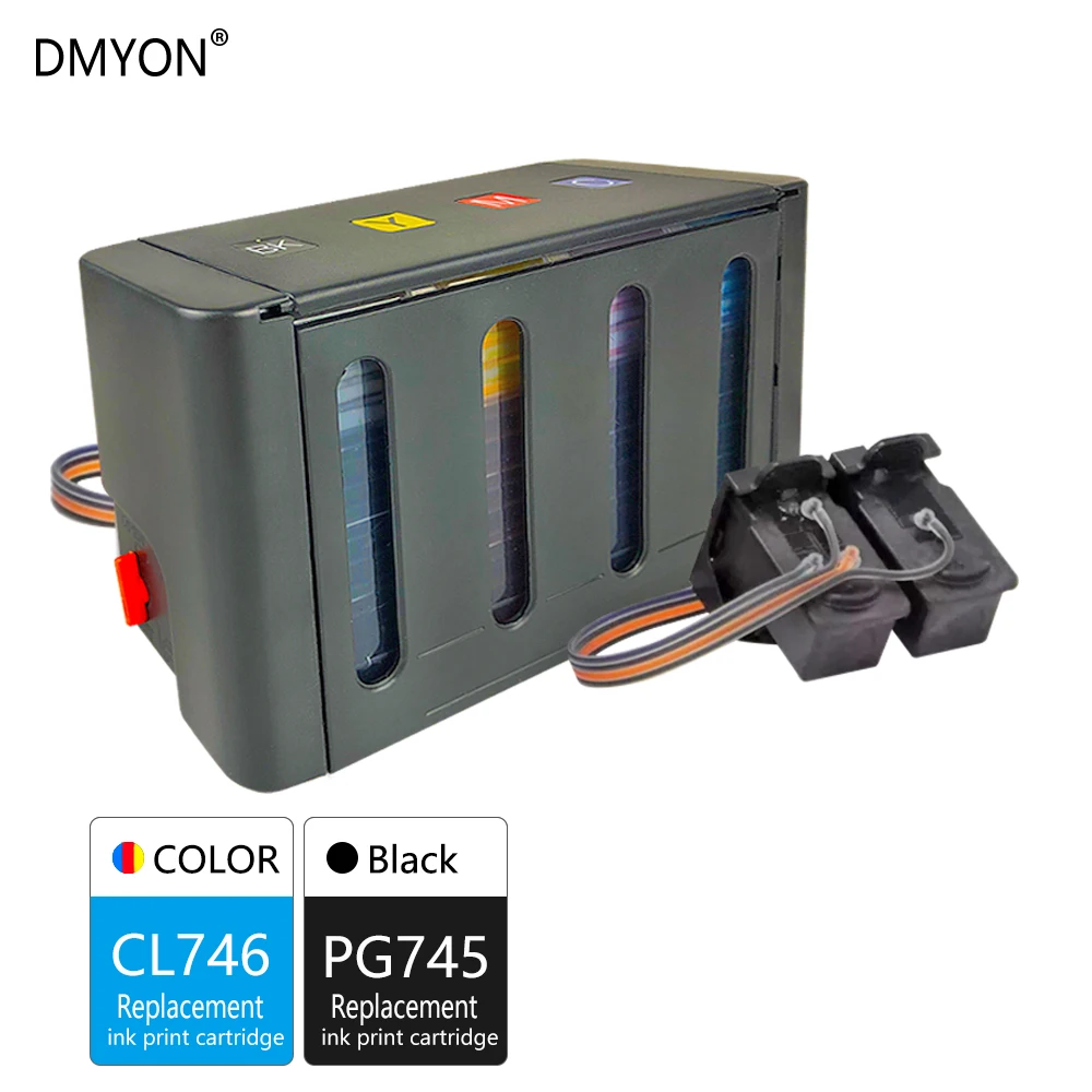 

DMYON Compatible for Canon PG745 CL746 CISS Bulk Ink Cartridge for Pixma MX497 TS207 307 3170 TR4570 MG2470 2570S 3070 Printer