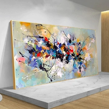 Poster su tela di arte astratta moderna Pittura a olio a blocchi colorati Stampa immagini a parete per soggiorno Decorazioni per la casa Murale senza cornice