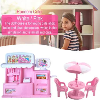 

Children Play House Toy Doll House Mini Simulation Ice Cream Shop Table Chair Furniture Toy Accessories
