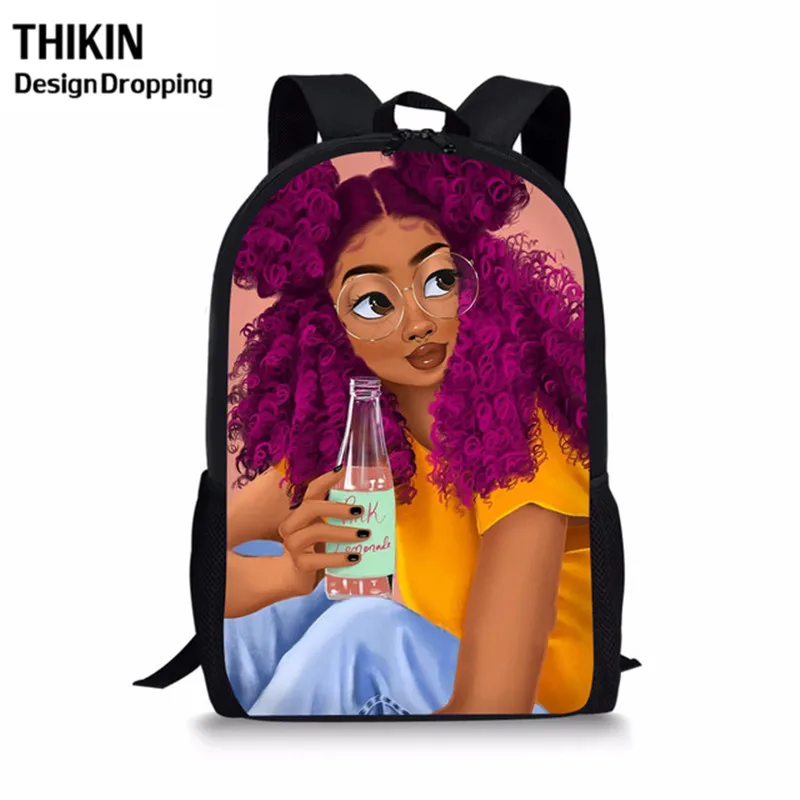 6 THIKIN Back To School черный искусства АФРИКАНСКАЯ ДЕВУШКА культуры школьные сумки для детей 3 шт./компл. школьный рюкзак школы детская книга Сумка Softback - Цвет: 6