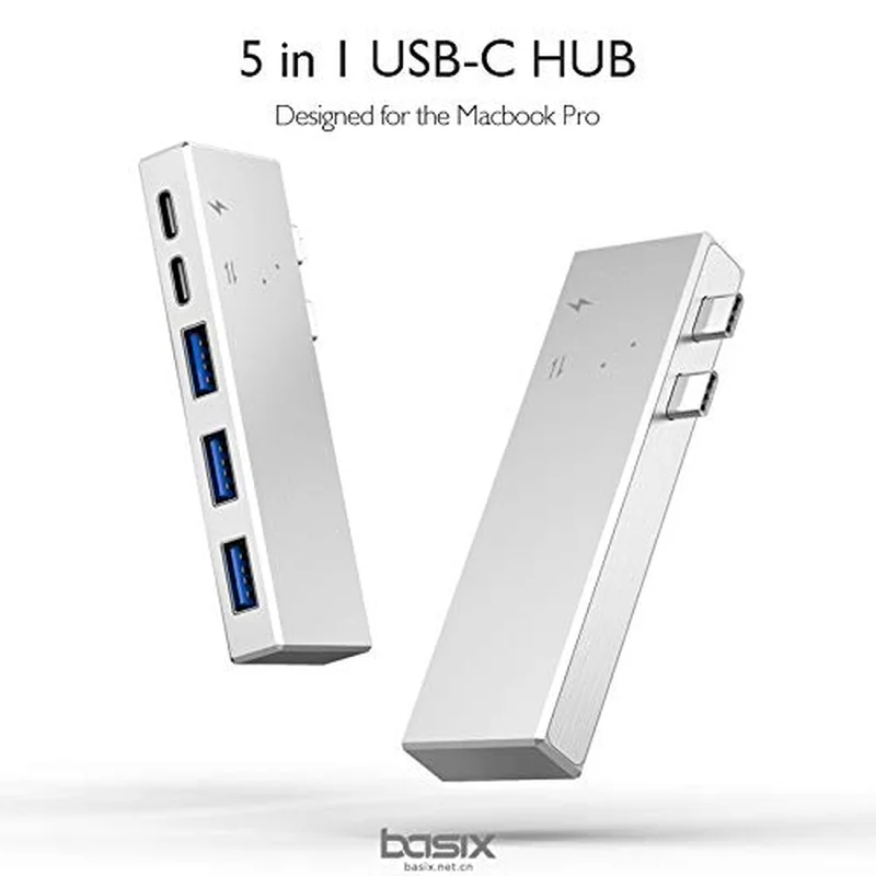 Basix USB C концентратор для Мульти USB 3,0 концентратор зарядка PD и передача данных для 1" 15" MacBook Pro Thunderbolt 3 двойной концентратор типа C