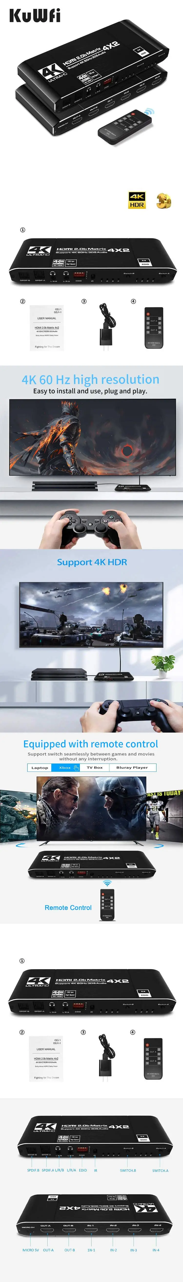 hdcp 2.2 ir controle remoto HD-MI switch