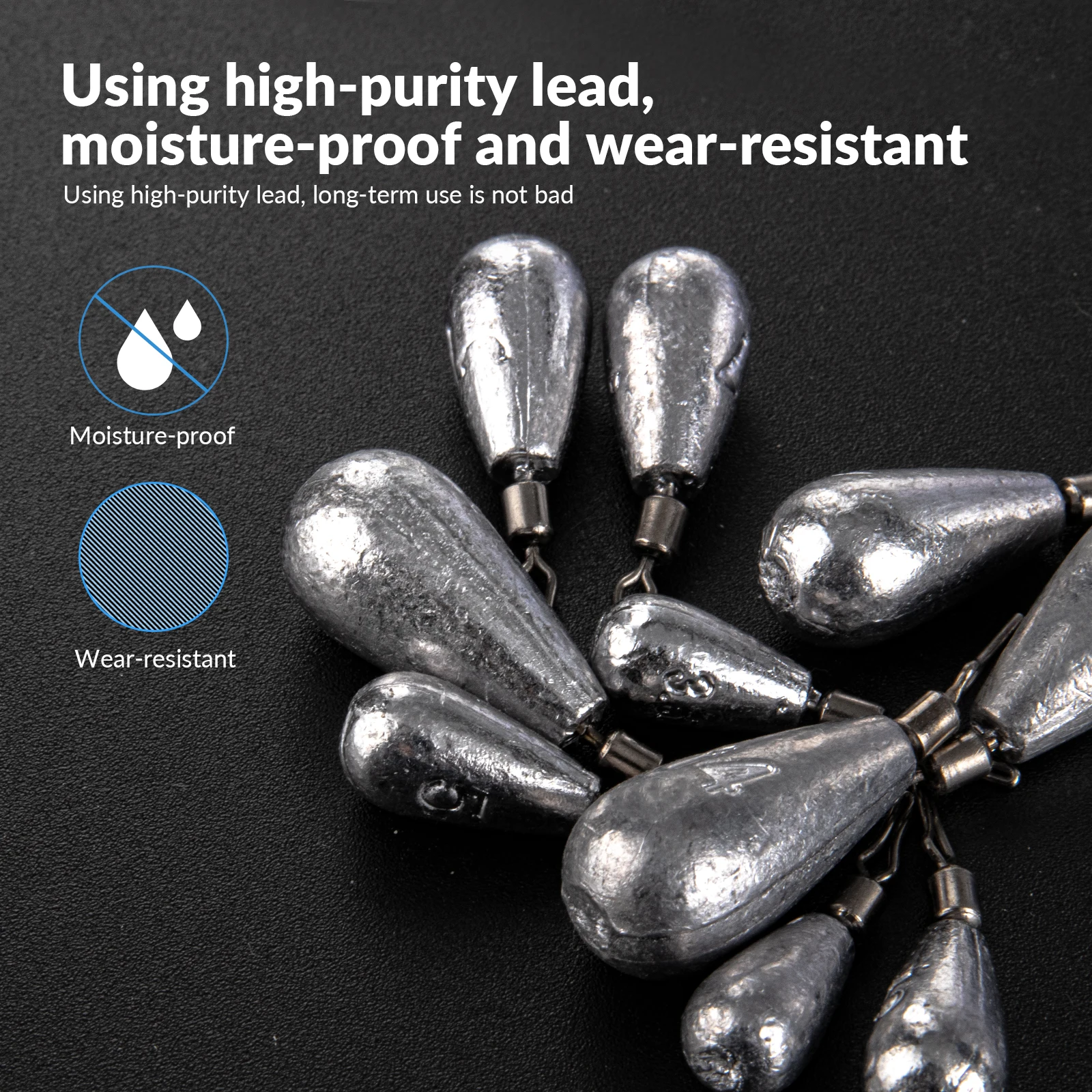 JENZI Drop-Shot Piombo Lungo Con Girella Speciale, Confezione Da 10, 3,0 G - Foto 10