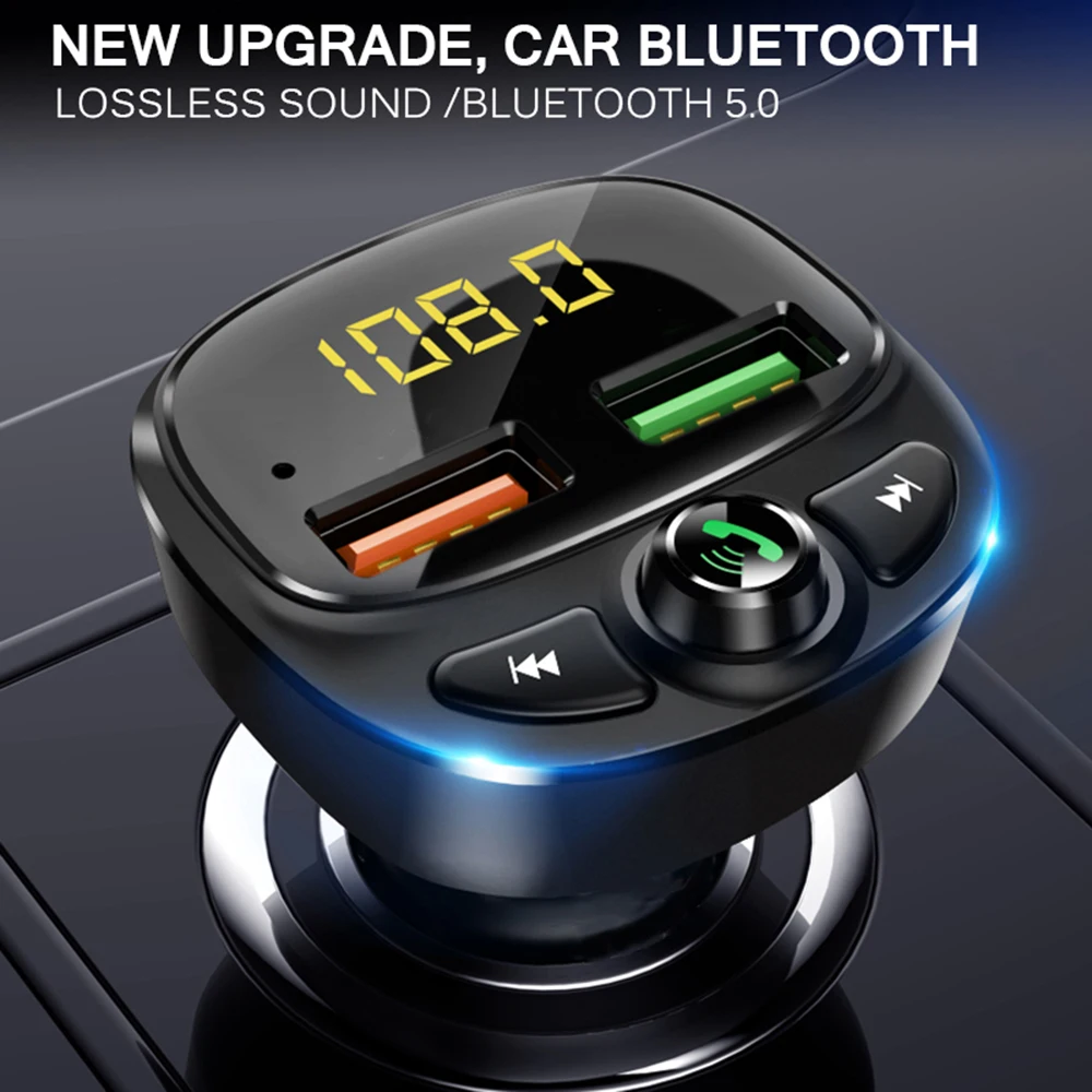 Onever Fm передатчик Bluetooth 5,0 Быстрая зарядка автомобильный комплект MP3-плеер QC3.0 автомобильное зарядное устройство адаптер зарядное устройство напряжение батареи Hands-free USB