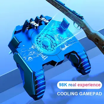 

4 Trigger Phone Gamepad Game Controller With Cooling Fan Cell Phone Trigger Joystick Universal Grip Handle For 4.7 To 6.5inch