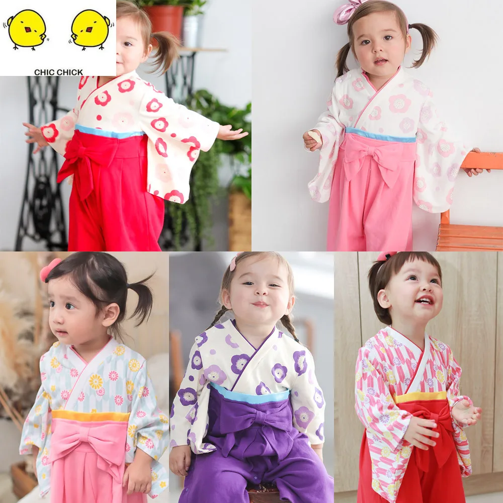 

Spring and Autumn Baby Long Sleeve jumpsuit Climbing Japanese Classic Women's Kimono Japanese Kimono onesies baby clothes