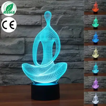 full set lamp 3d медитация настроение лампа ночник Йога 3D светодиодный ночник акриловый красочный градиент прикроватная лампа - Испускаемый цвет: full set lamp