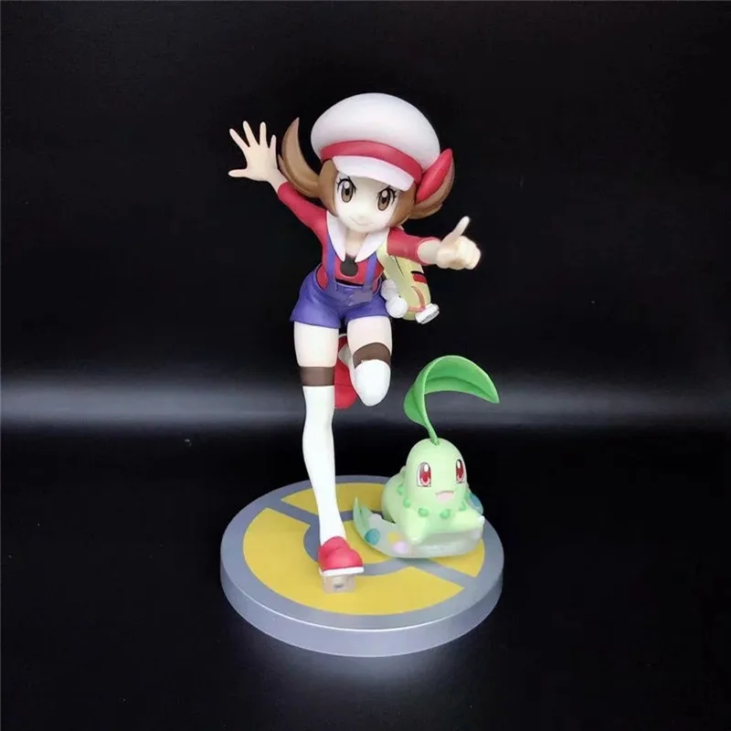 

7" Anime Ah Silver VS Chikorita Decoration Simulation Art Craft PVC Action Figure Collectible Model Toy BOX 18CM V738