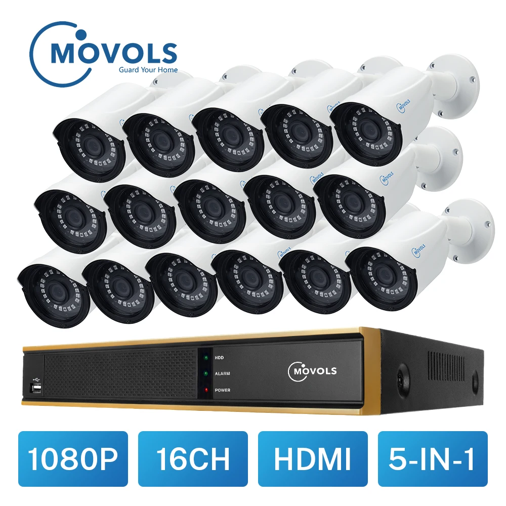 Movols 16CH системы скрытого видеонаблюдения 16 1080P уличная камера DVR комплект iPhone Android