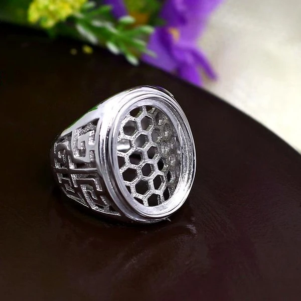 

BAIHE Sterling Silver 925 Certified Oval CUT Women Trendy Fine Jewelry Gift Elegant unique Wedding Semi Mount Ring