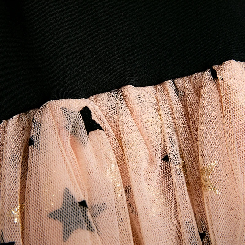 Sequins Star Tulle Dress for Girl Summer Sleeveless Knitted Dresses Christmas Party Vestidos Baby Children Birthday Clothing