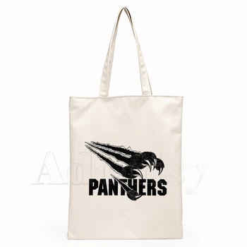 

Black Panther Unisex Handbags Custom Canvas Tote Bag Print Daily Use Reusable Travel Casual Shopping Bag
