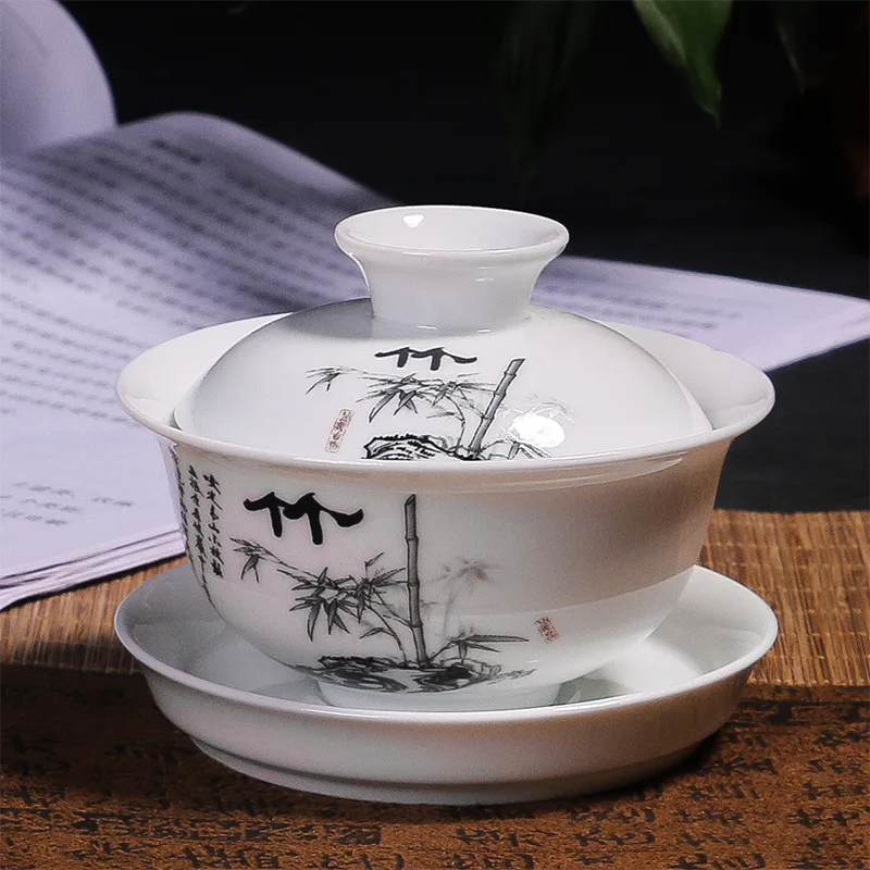 Ручная роспись, элегантные чайные горшки Gaiwan из керамики, фарфоровый чайник кунг-фу, чайный сервиз для путешествий, чайная посуда, посуда для напитков, украшения