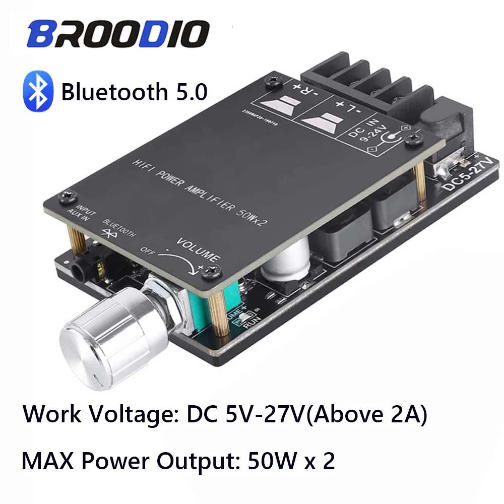 

TPA3116 Bluetooth 5.0 Amplifier Board Dual Channel 2*50W Mini Stereo Audio Receiver High Power Digital 3.5mm AUX HIFI Amplifier