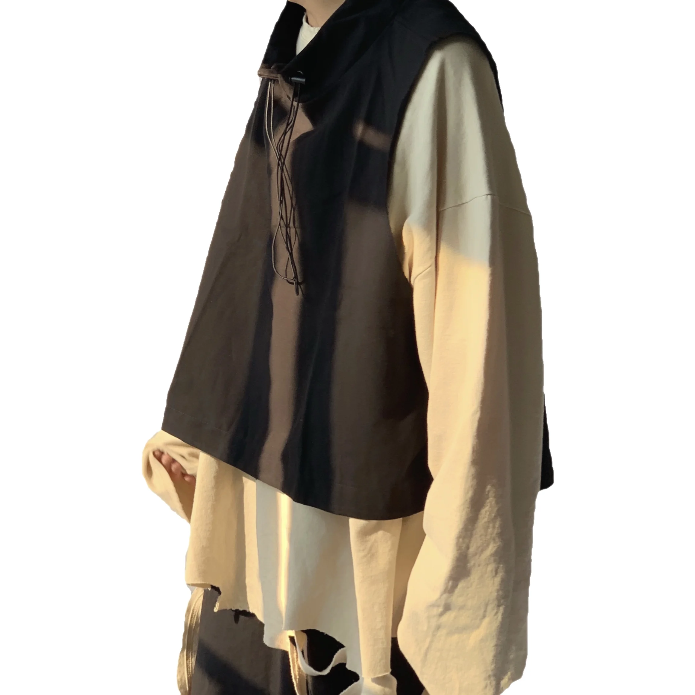 

Hip Hop Sleeveless Vests Men Women Functional Tactical Drawstring Vest 2020 New Streetwear Black Pullover Loose Vest Sweatshirts