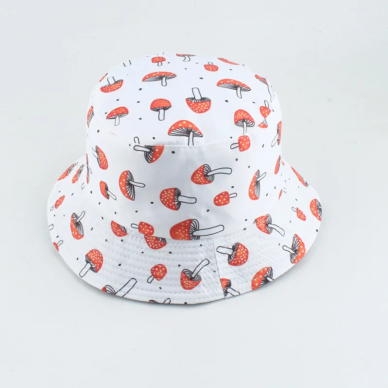 

Bucket Hat Mushroom White Men Women Reversible Sun Summer Beach Breathable Cap Holiday Outdoor Accessory For Teenagers