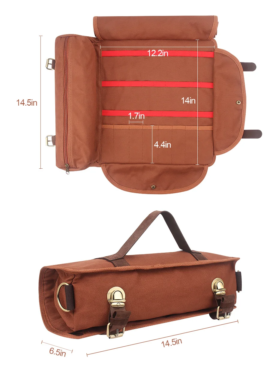 WESSLECO Bar Bartender Carrying Bag Creative Bartender Canvas Toolkit Pack Bar Tool Bag Professional Cocktail Shaker Set Storage