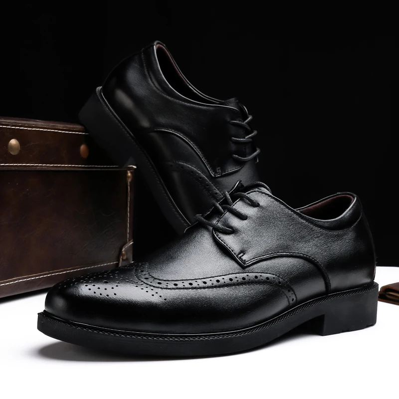 

big size 47 Pionted Toe genuine Leather Shoes Black Dress brogue Wedding Shoes Men Flats Oxfords For Suits Party business shoes