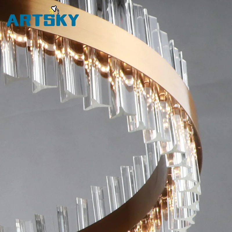 Modern Crystal Chandelier For Living Room Gold-bronze LED Lustres De Cristal Home Decoration Hanging Lighting Fixtures