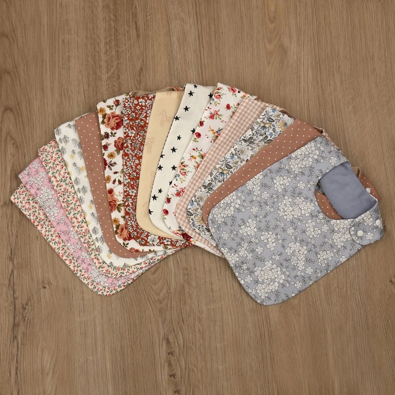 KLV Vintage Floral Double Sided Baby Bibs Cotton Linen Children's Bibs Waterproof Saliva Towel Scarf Bandana Feeding Baby Stuff 2