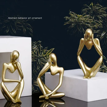 

Nordic Abstract Character Decoration Thinking Statue European Home Ornament Sculpture Figurine Crafts Desktop Sandstone Decor