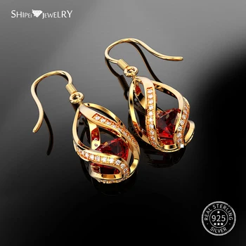 

Shipei Ruby Lantern Drop Earrings for Women 100% 925 Sterling Silver Gemstone Sapphire Emerald Dangle Earrings Birthday Gift