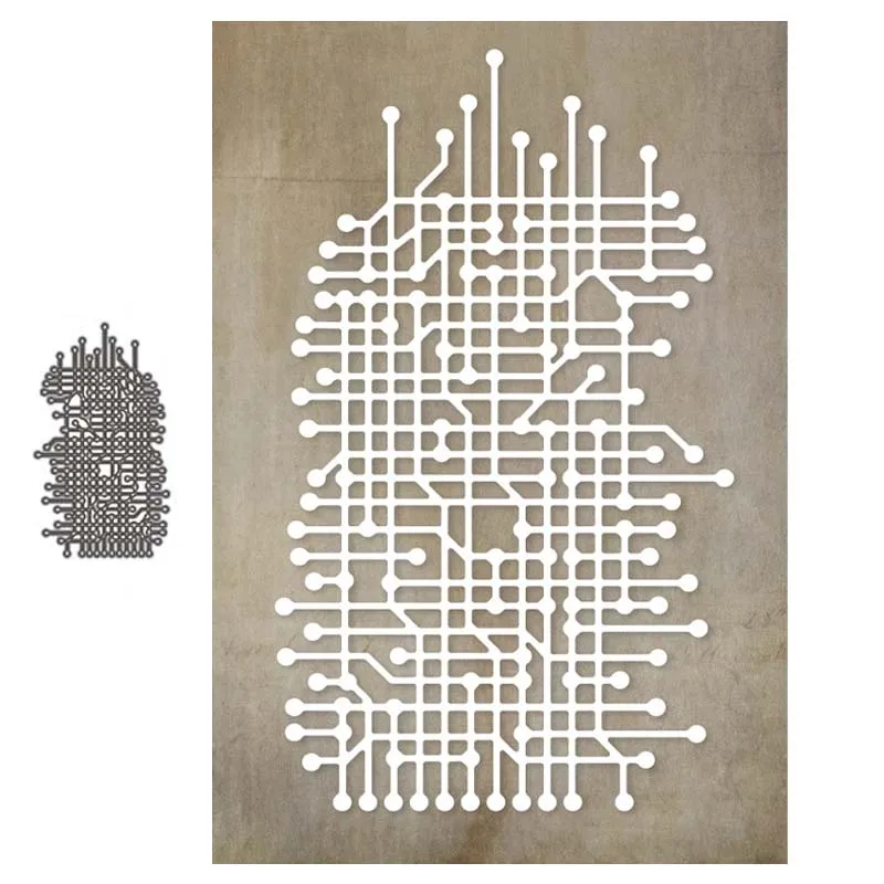

JC Background Metal Cutting Dies Circuit Board Scrapbooking Die Cut Card Make Shape Stencil Craft Mold Decor Template 2020 New
