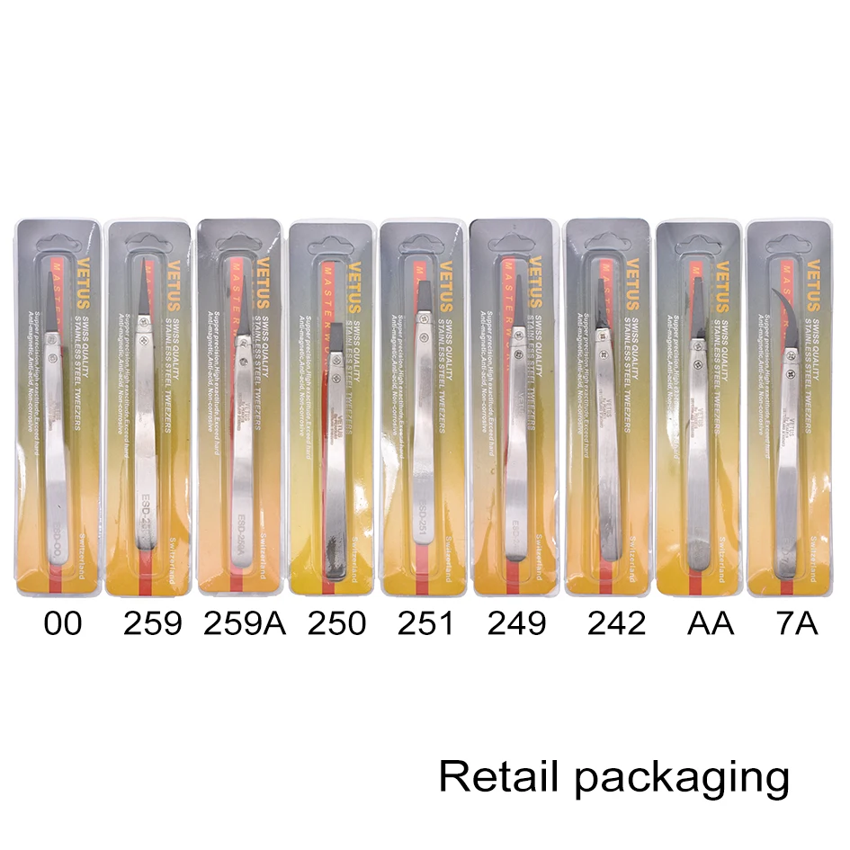 Сменная пластиковая головка Антистатический пинцет из нержавеющей стали ESD-00-2A-242-249-250-259-259A-7A 200 шт./лот
