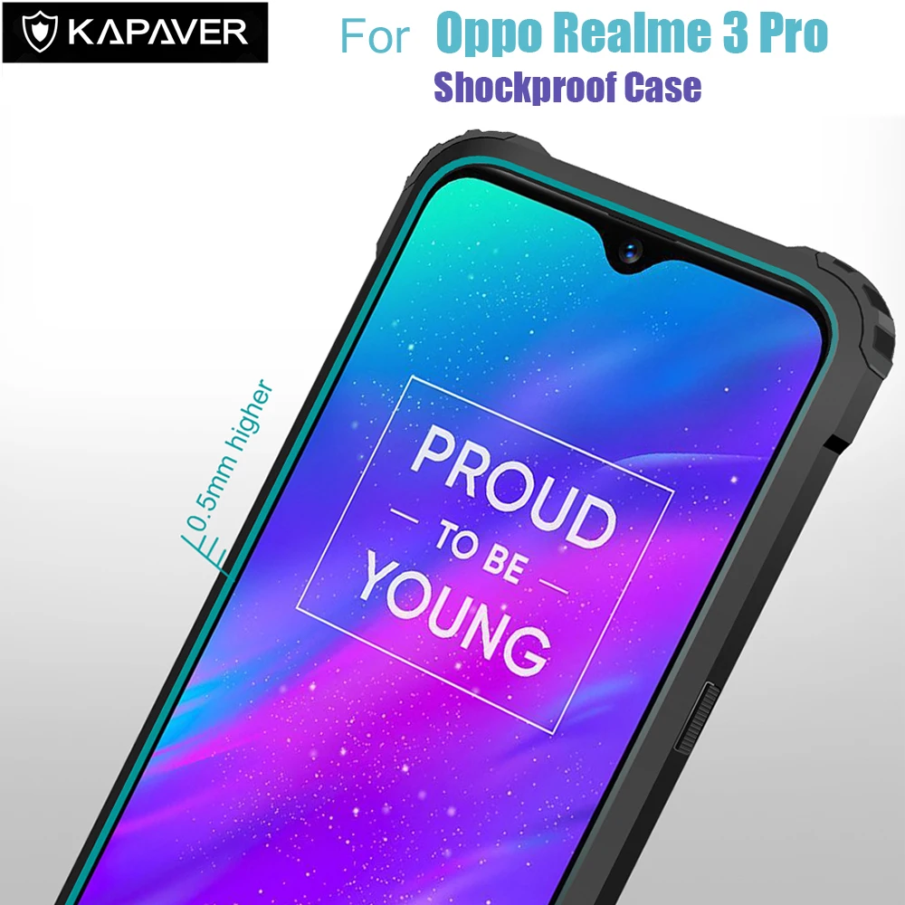 

KAPAVER Phone Case for Oppo Realme 3 Pro case Drop Tested Solid Black funda ShockProof Slim Armor Rugged Back Cover Shell