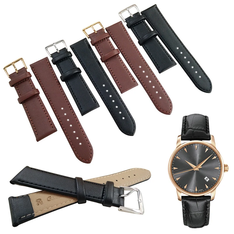 

New Women Men Genuine Leather Watch Band Simple Brown Black 8-24mm Watch Straps +Stainless Steel Buckle Watchbands Bracelet