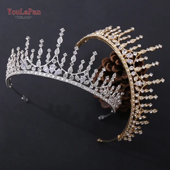 

TOPQUEEN Elegant Rhinestone Wedding Bridal Bridesmaid Forehead Band Bridal Tiara Crown Silver Golden Bridal Headband HP333
