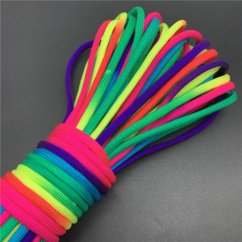 Nylon Rope 5yards 4mm Rainbow Colors 7 Strand Parachute Lanyard Climbing Camping Survival Paracord Bracelet