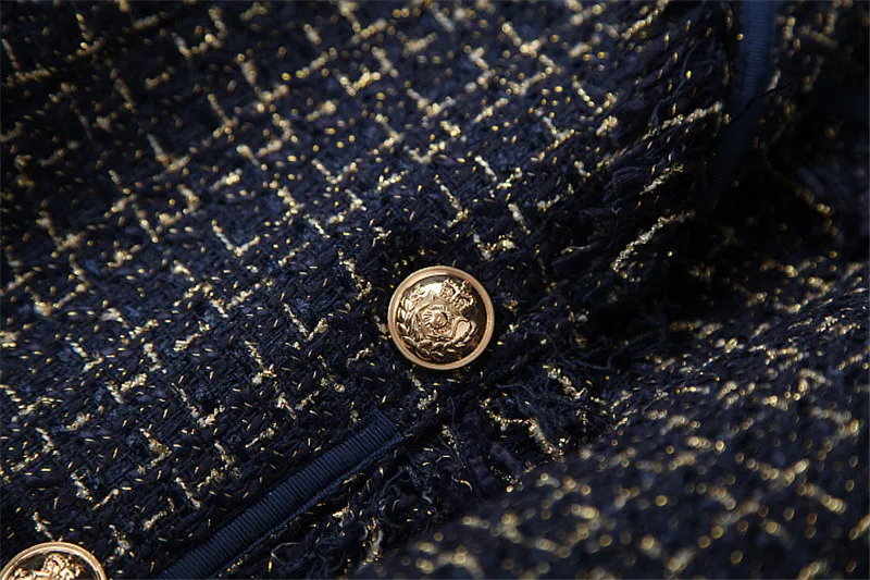 Runway Fashion Winter Tweed Woolen Jackets and Coats Women Turn Down Neck Plaid Vintage Long Wool Blend Overcoat Outerwear
