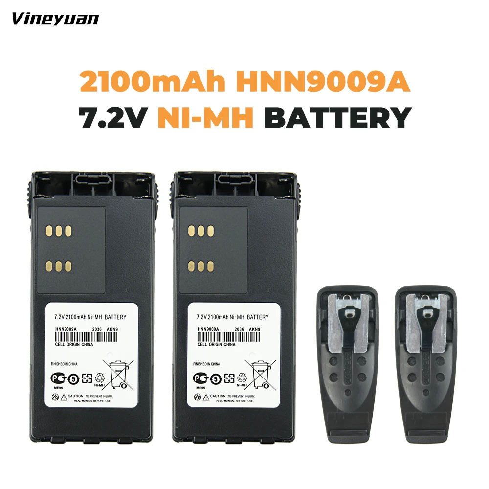 Сменный аккумулятор для Motorola Radio GP328 GP338 HNN9008 HNN9008A HNN9008AR HNN9008H HNN9009 HNN9012 2100 мАч + зажим