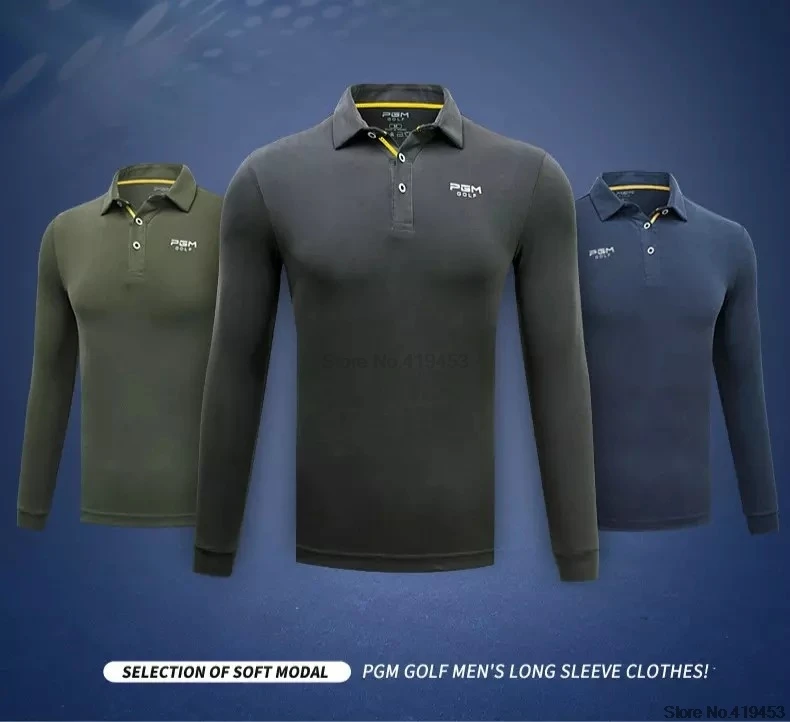 Pgm Golf Apparel, Мужская футболка с длинными рукавами, осенняя зимняя одежда со стоячим воротником, униформа для тренировок, рубашки для мужчин, M-XXL, D0486