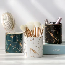 Ins – boîte de rangement à motifs marbrés, boîte de rangement pour pinceaux cosmétiques, porte-brosse de maquillage, pot en céramique, décoration de Table à la maison