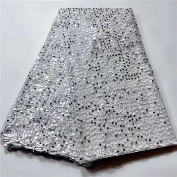 

2020 High Quality African Lace Fabric French Net Embroidery Sequins Tulle Lace Fabric For Nigerian party Dress