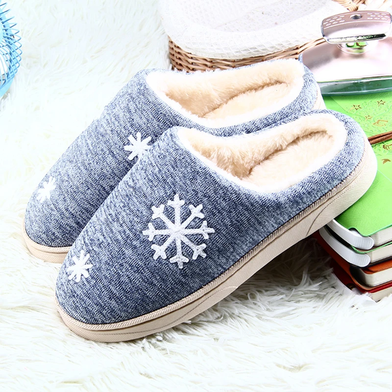 Winter Women Home Slippers Christmas Snowflake Plush Shoes Non-slip Soft Warm House Indoor Bedroom Floor | Обувь