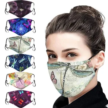 

Washable Reusable Cotton 1PCS Face Mask Fashion Adult Breathing Print Filter Patterned Mouths Mouth Mask With Design Masque