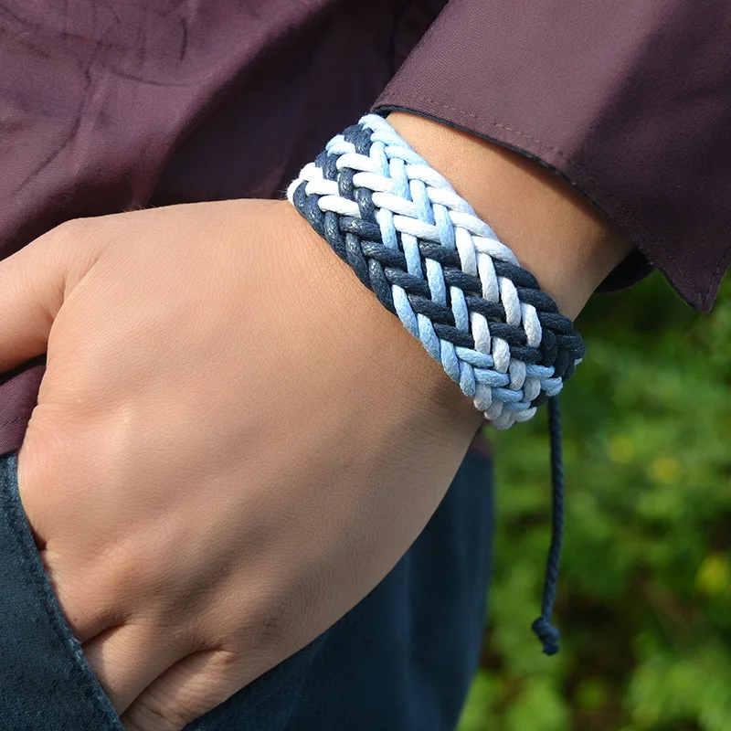 

Simple Wide Woven Rope Bracelet For Women Summer Boho Thread Charm Bracelet Femme Homme String Jewelry