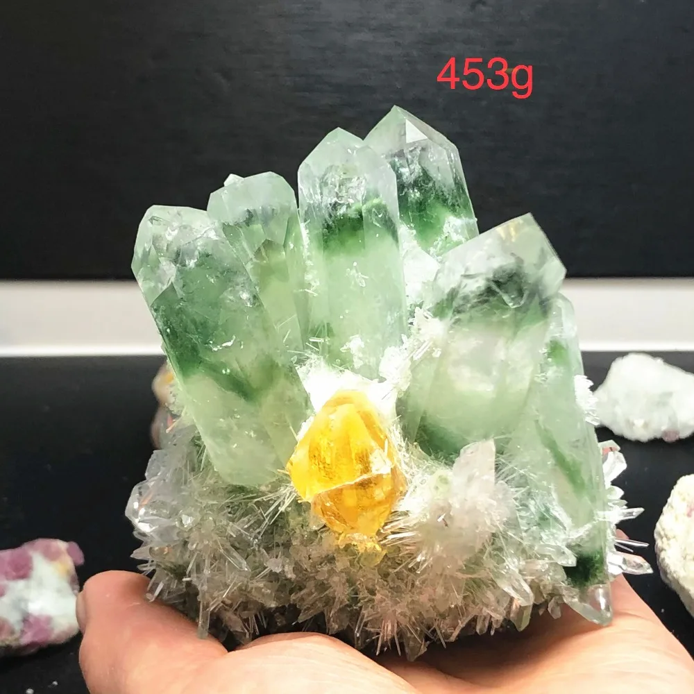 1 шт. натуральный зеленый Ghost Phantom Quartz кристалл кластера каменных камней и кристаллов минеральные Рейки Исцеление образец домашнего декора