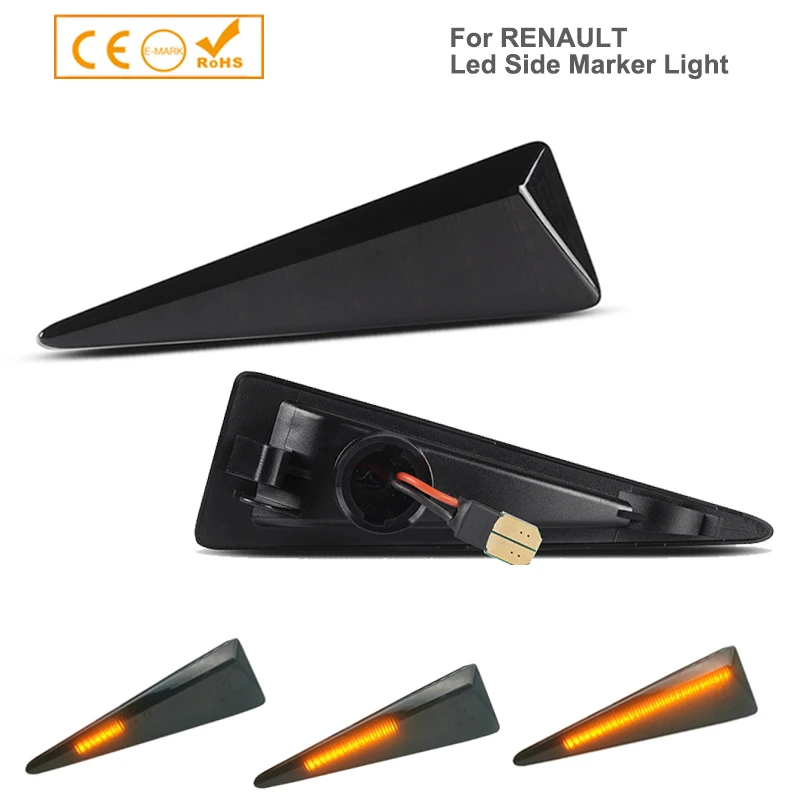 

2x Dynamic Smoked LED Side Repeaters Indicators For RENAULT MEGANE Vel Satis Avantime Espace Scenic Wind