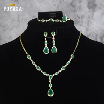 

Moroccan Caftan wedding jewelry set for women green stone fashion jewelry set copper high quality jewelry set