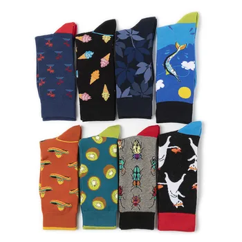 

Cartoon anime long ice cream Kiwi bird pineapple Wolf hat sock men The art funny socks cotton calcetines largos hombre New
