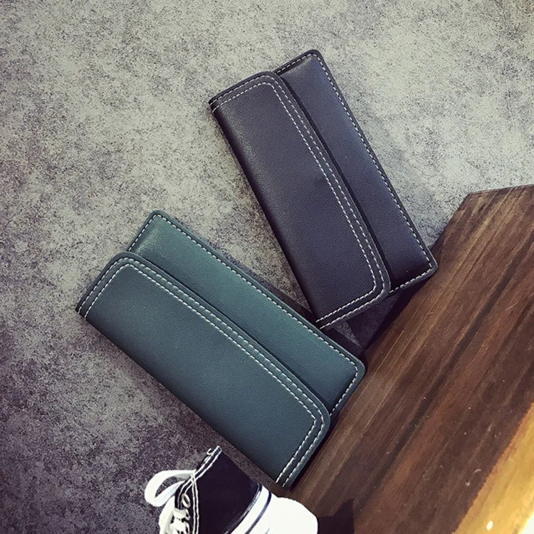 

2017 Simple Two-fold Long Wallet Women's Korean-style Women's Bag New Style Purse Wallet Clutch Bag