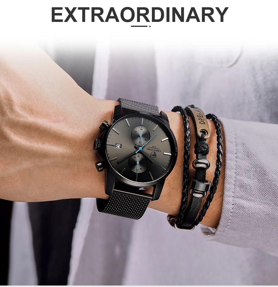 Men's Watch CHEETAH Luxury Brand Men Fashion Quartz Watches Full Steel Mesh Business Male Clock Chronograh Relogio Masculino