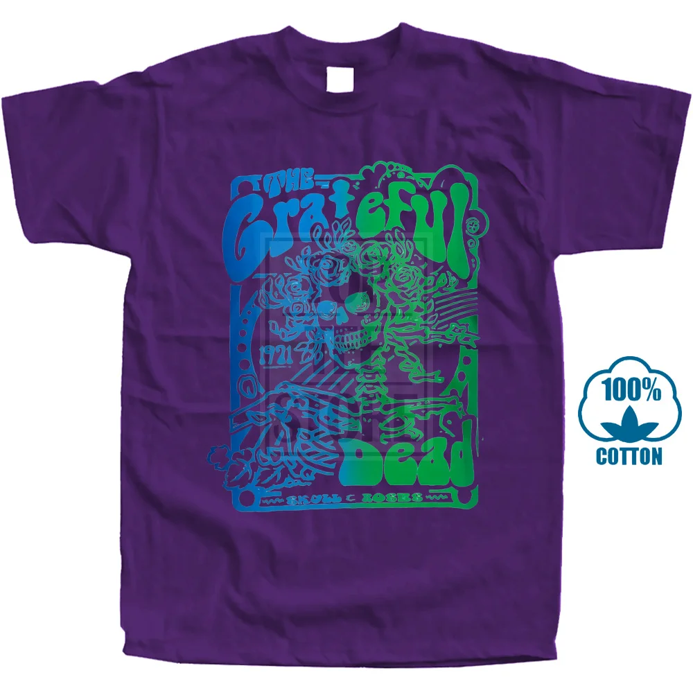 Фиолетовый Custom Shirt Design Grateful Dead Live Poster Soft Short Cotton Crew Neck Shirts For Men 021378 - Цвет: Фиолетовый